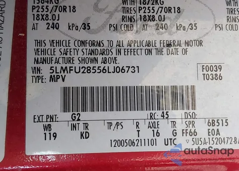 2006 Lincoln Navigator Luxury/Ultimate z USA, uszkodzony, nr VIN 5LMFU28556LJ06731